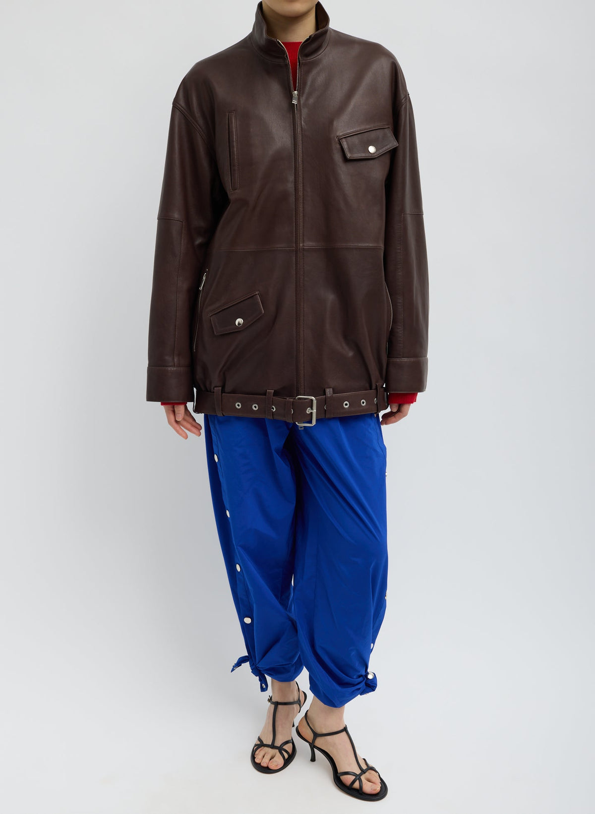 Nylon Snap Pull On Jogger Blue - Tibi