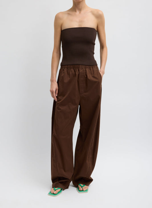 Garment Dyed Silky Cotton Winslow Pull On Pant Brown - Tibi