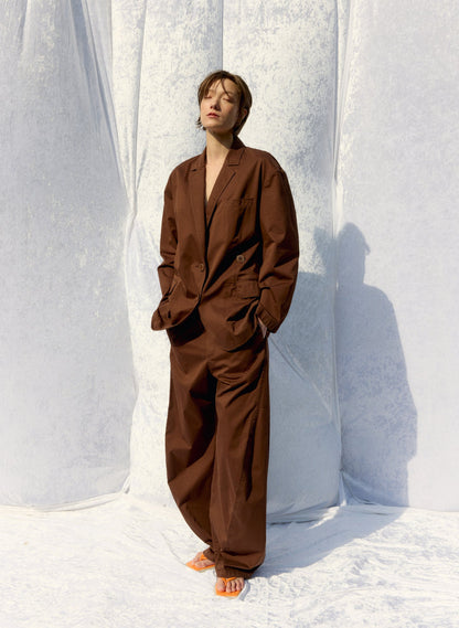 Garment Dyed Silky Cotton Winslow Pull On Pant Brown - Tibi