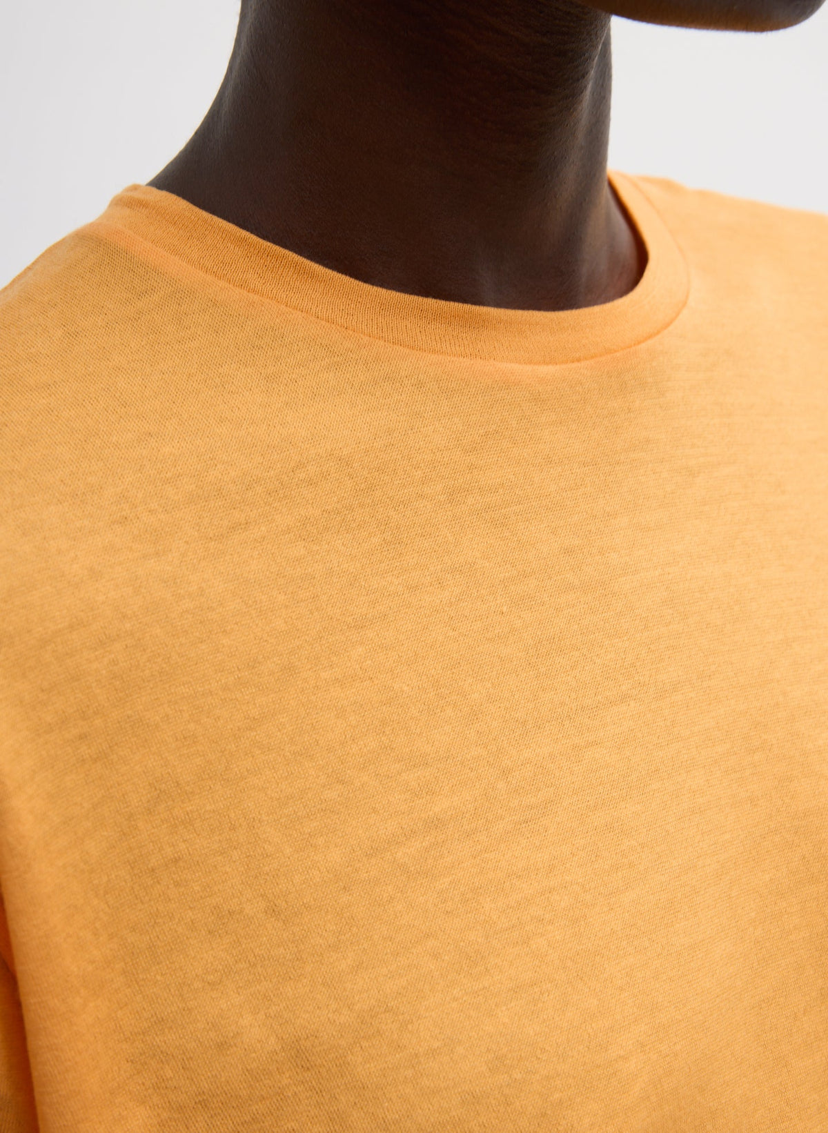 Sheer Crepe Knit Crewneck Unisex Long Sleeve T-Shirt Orange - Tibi