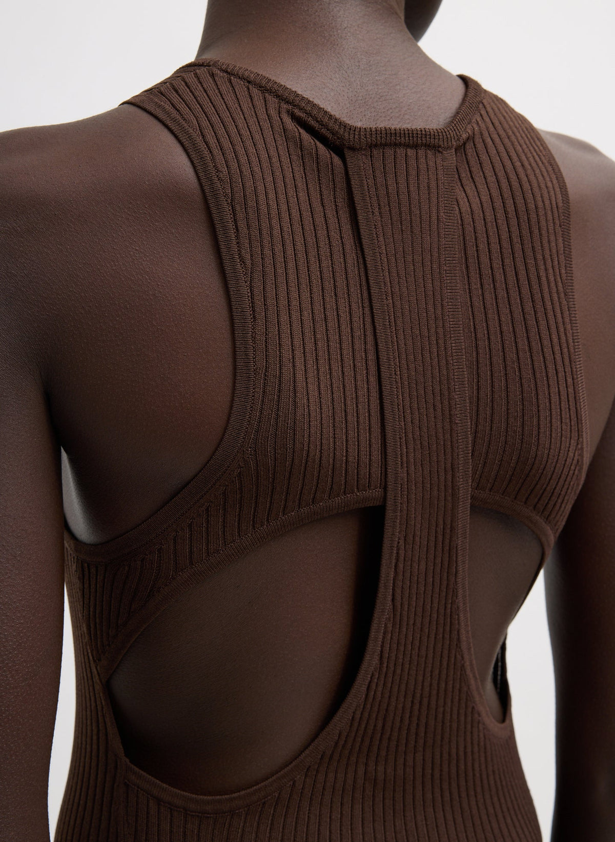 Ribbed Sweater Cut Out Tank Hickory Brown - Tibi