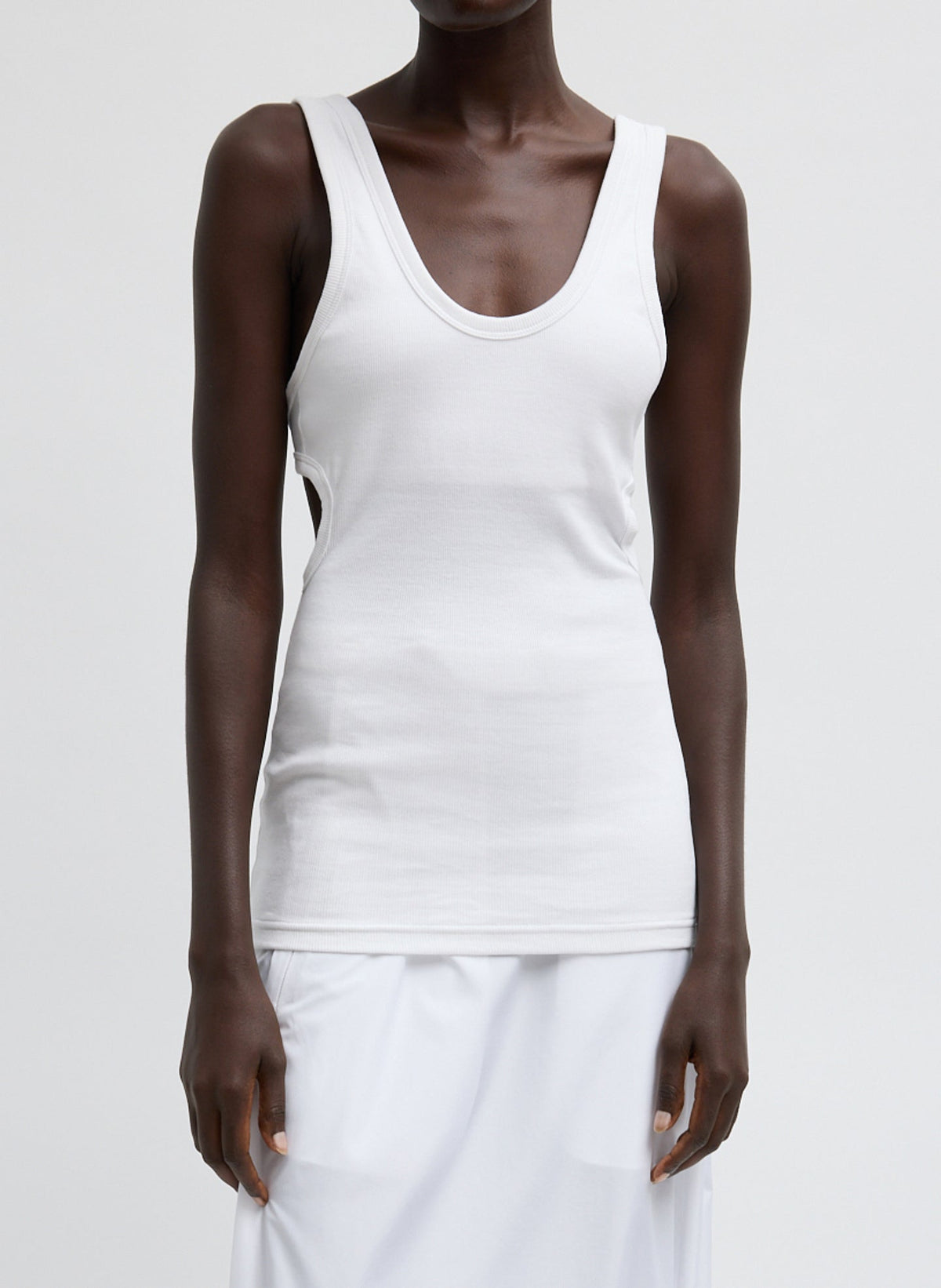 Ribbed Racerback Tank White - Tibi