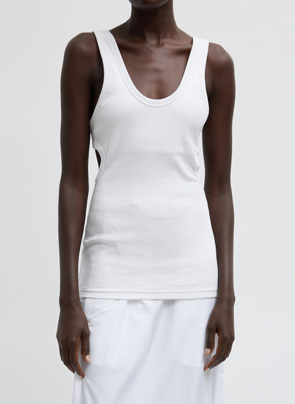 Ribbed Racerback Tank White - Tibi