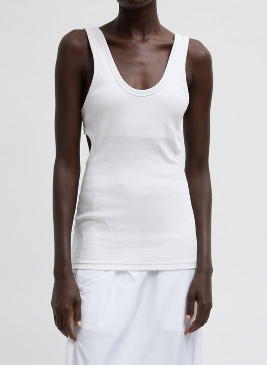 Ribbed Racerback Tank White - Tibi