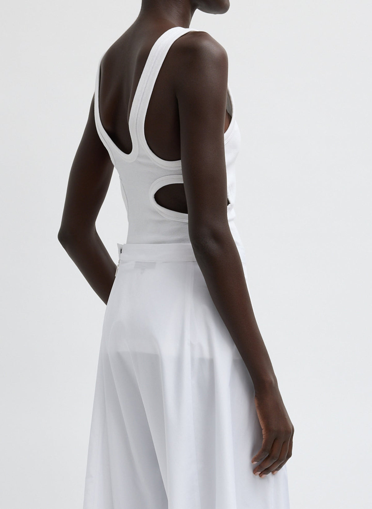 Ribbed Racerback Tank White - Tibi