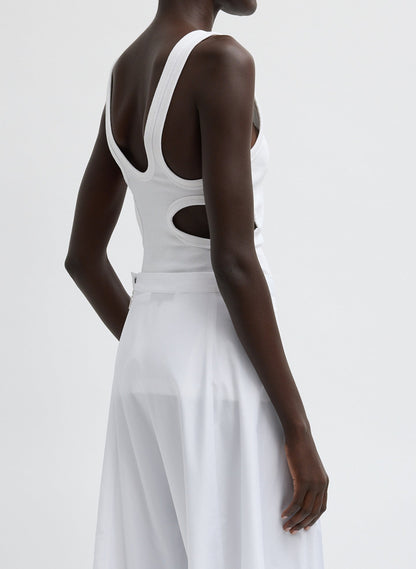 Ribbed Racerback Tank White - Tibi