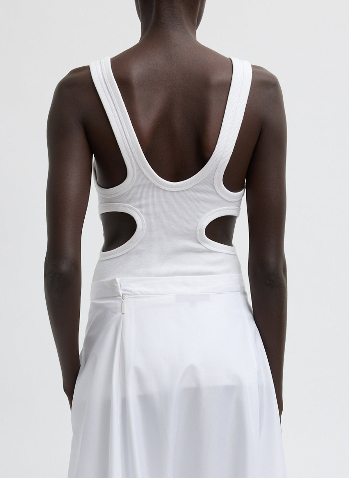 Ribbed Racerback Tank White - Tibi