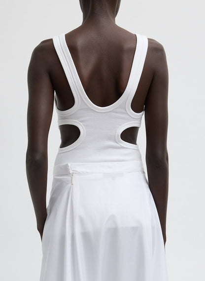 Ribbed Racerback Tank White - Tibi