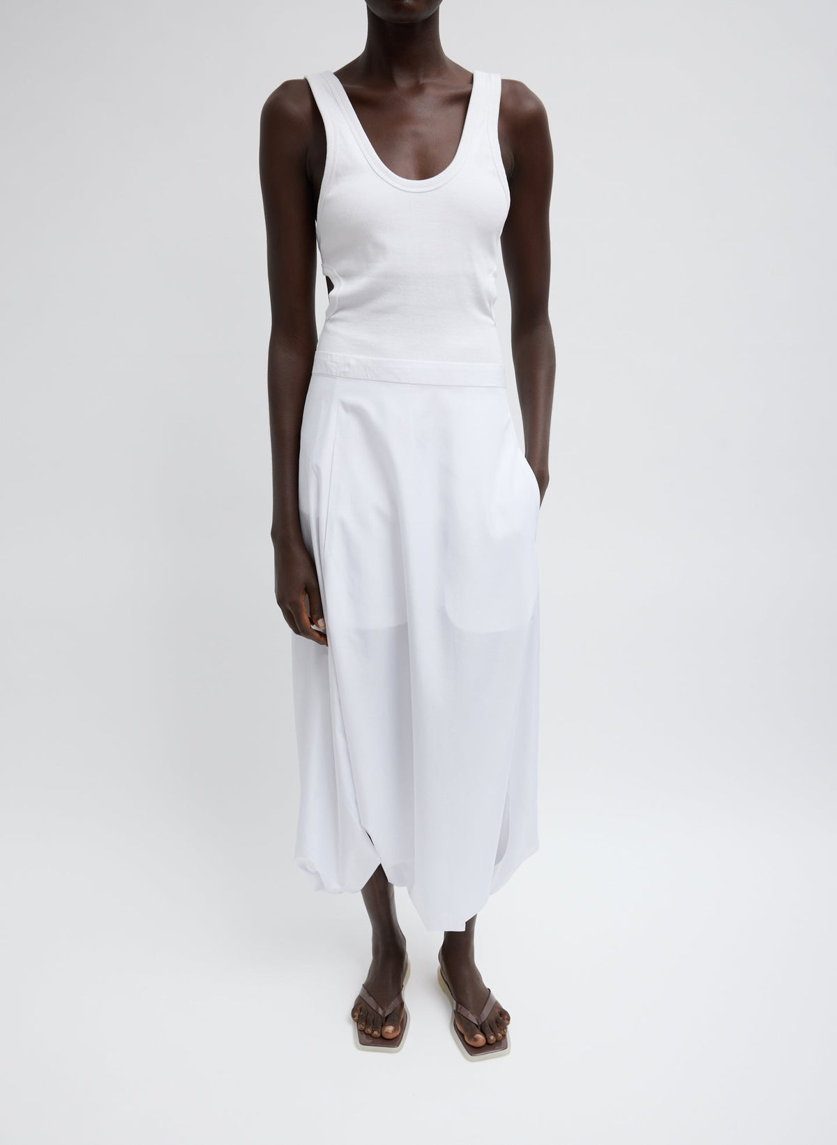 Ribbed Racerback Tank White - Tibi