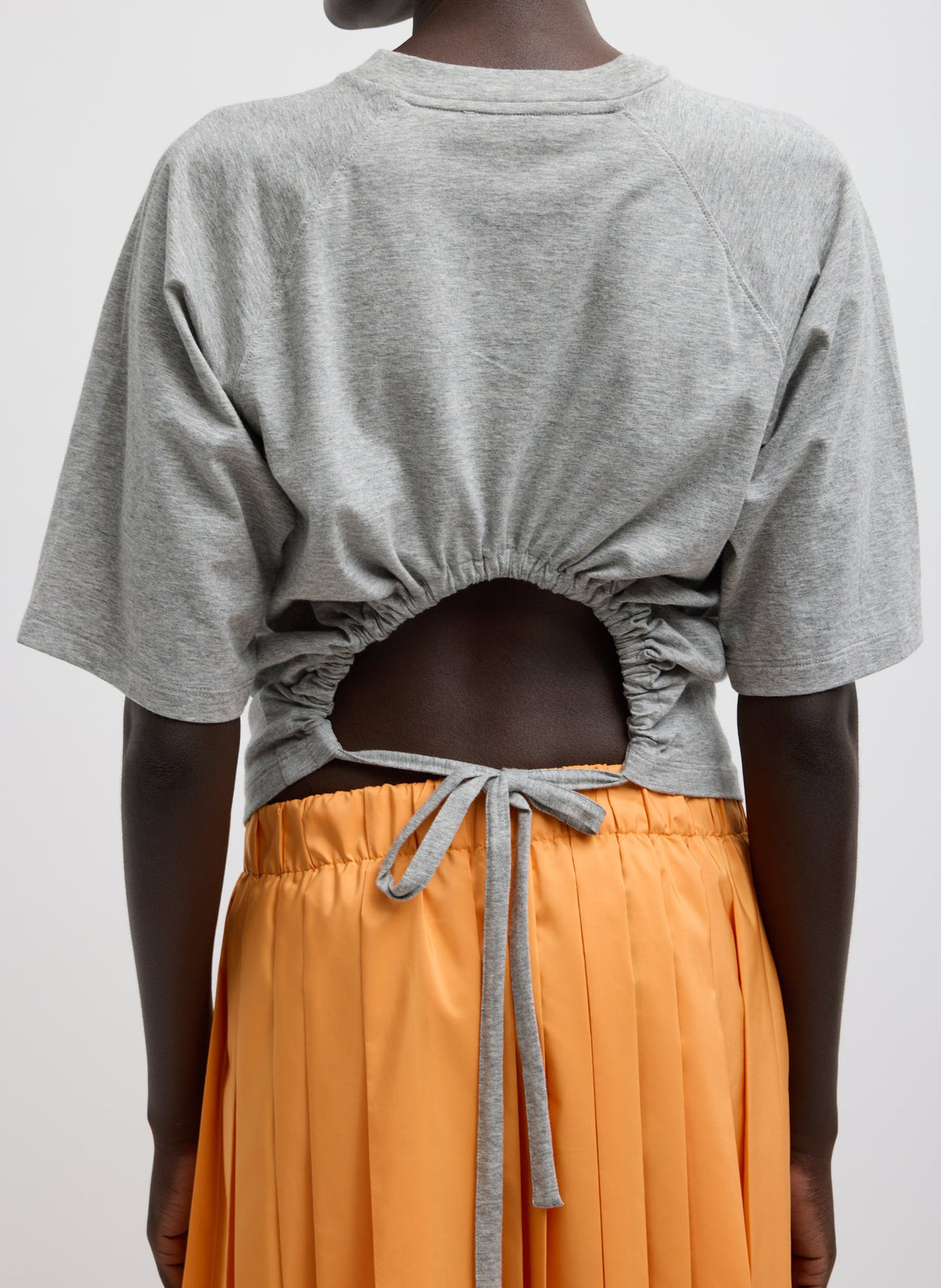Short Sleeve T-Shirt With Shirred Back Heather Grey - Tibi