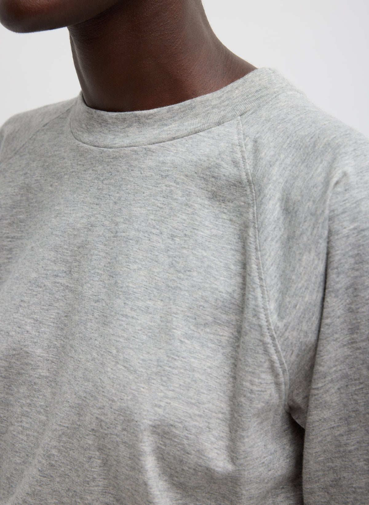 Short Sleeve T-Shirt With Shirred Back Heather Grey - Tibi