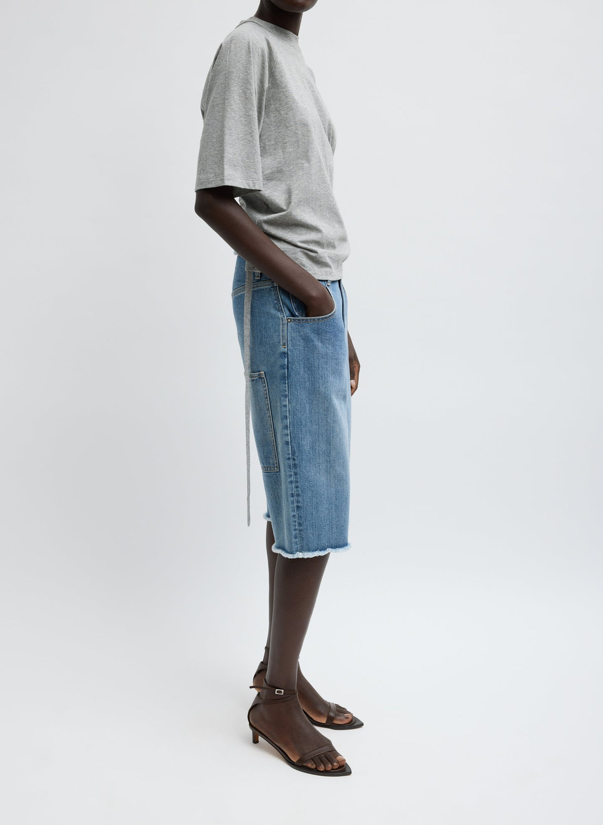 Classic Wash Denim Newman Short Classic Blue - Tibi