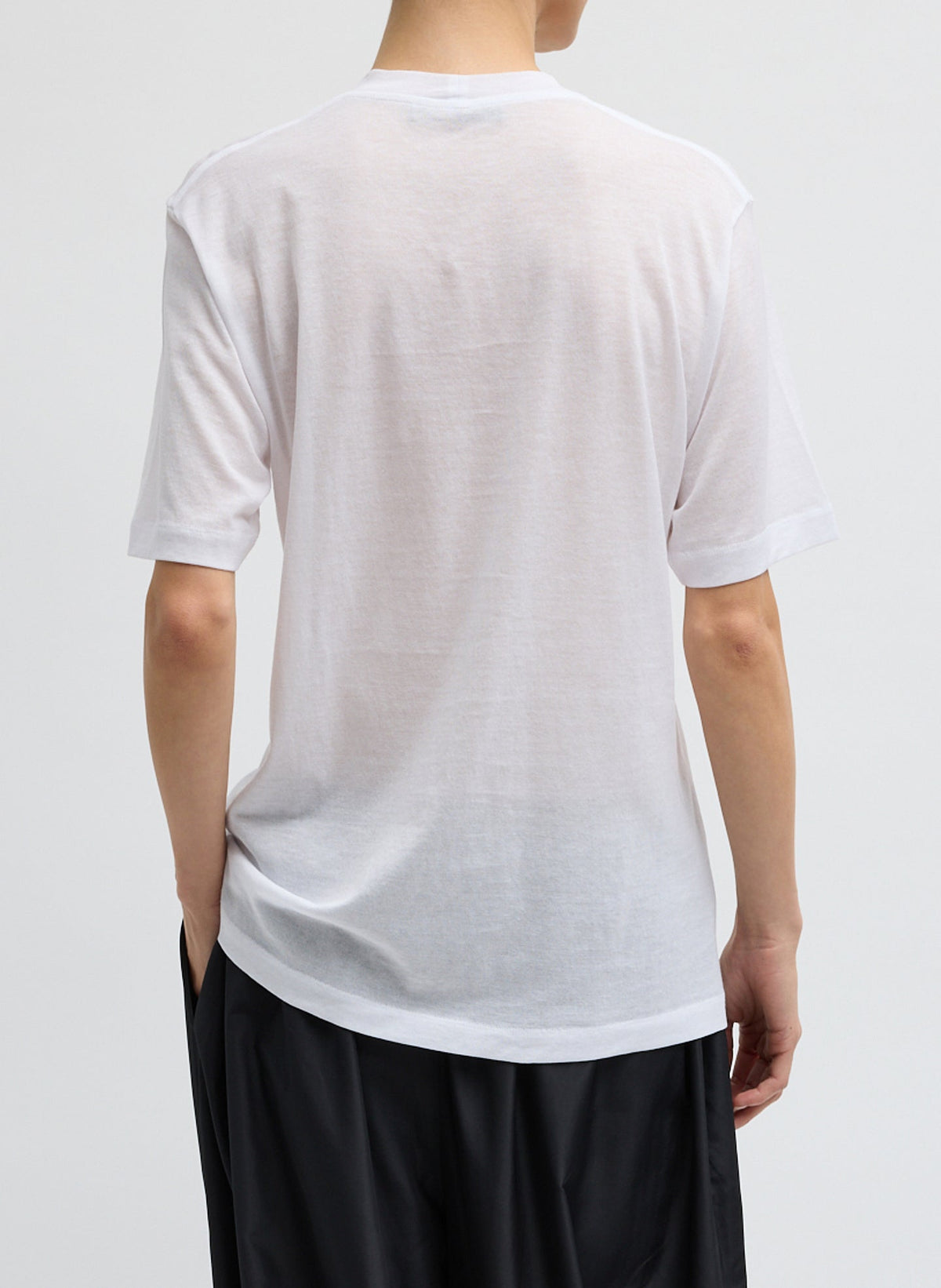Sheer Crepe Knit Mock Unisex T-Shirt White - Tibi