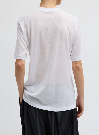 Sheer Crepe Knit Mock Unisex T-Shirt White - Tibi