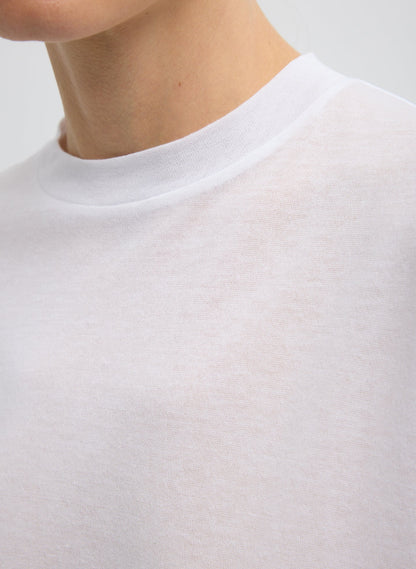 Sheer Crepe Knit Mock Unisex T-Shirt White - Tibi