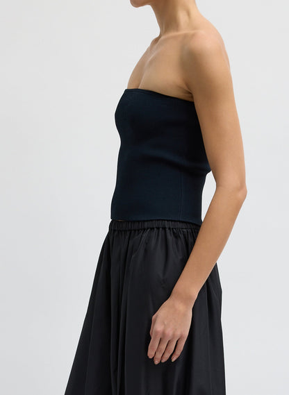 Ribbed Sweater Tube Top Navy - Tibi
