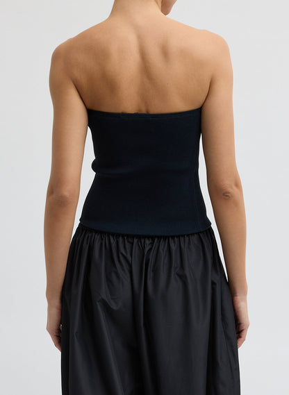 Ribbed Sweater Tube Top Navy - Tibi