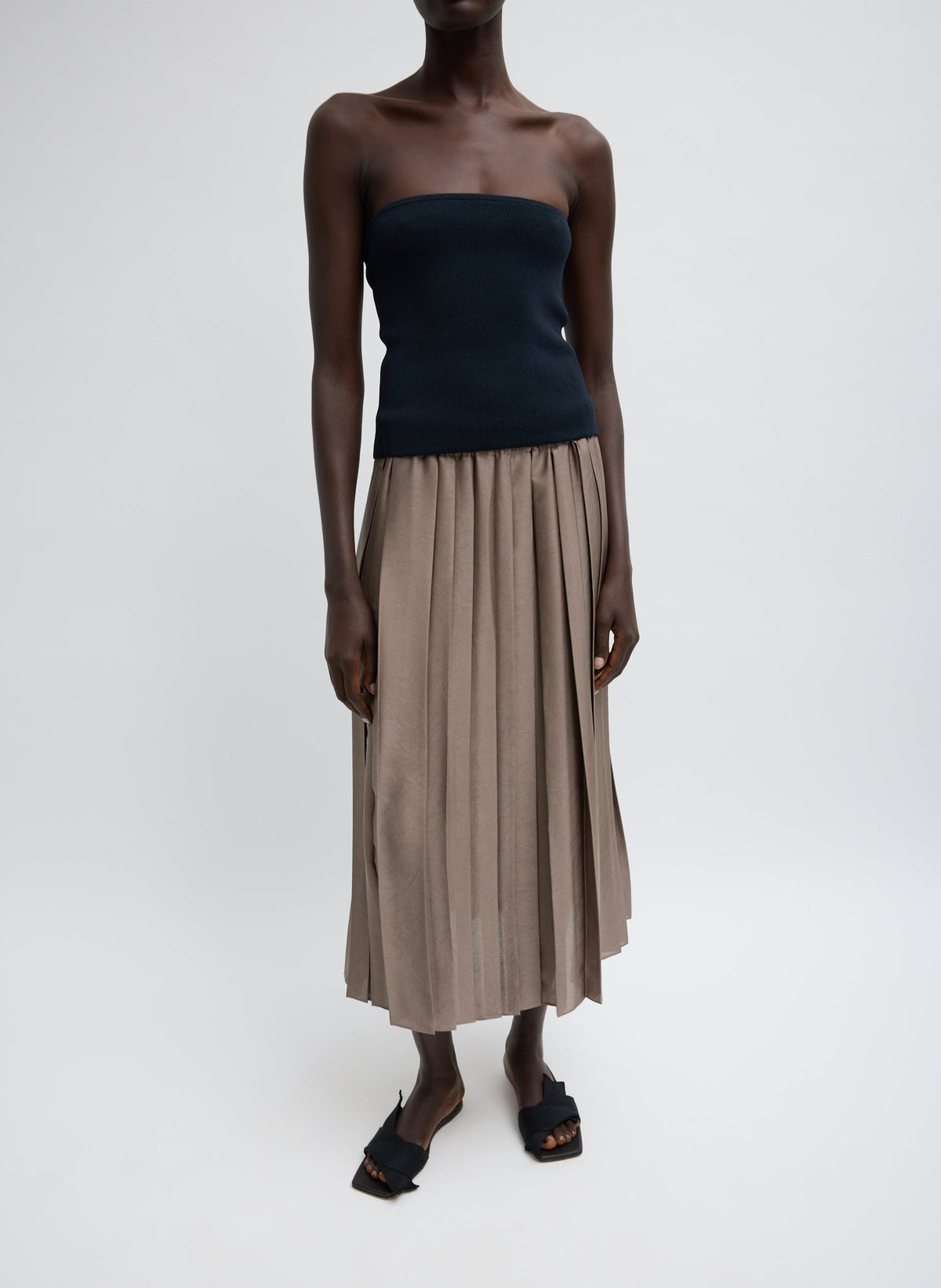 Ribbed Sweater Tube Top Navy - Tibi