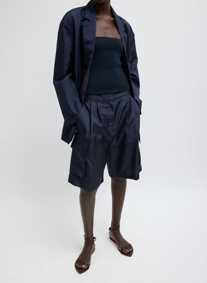 Ribbed Sweater Tube Top Navy - Tibi