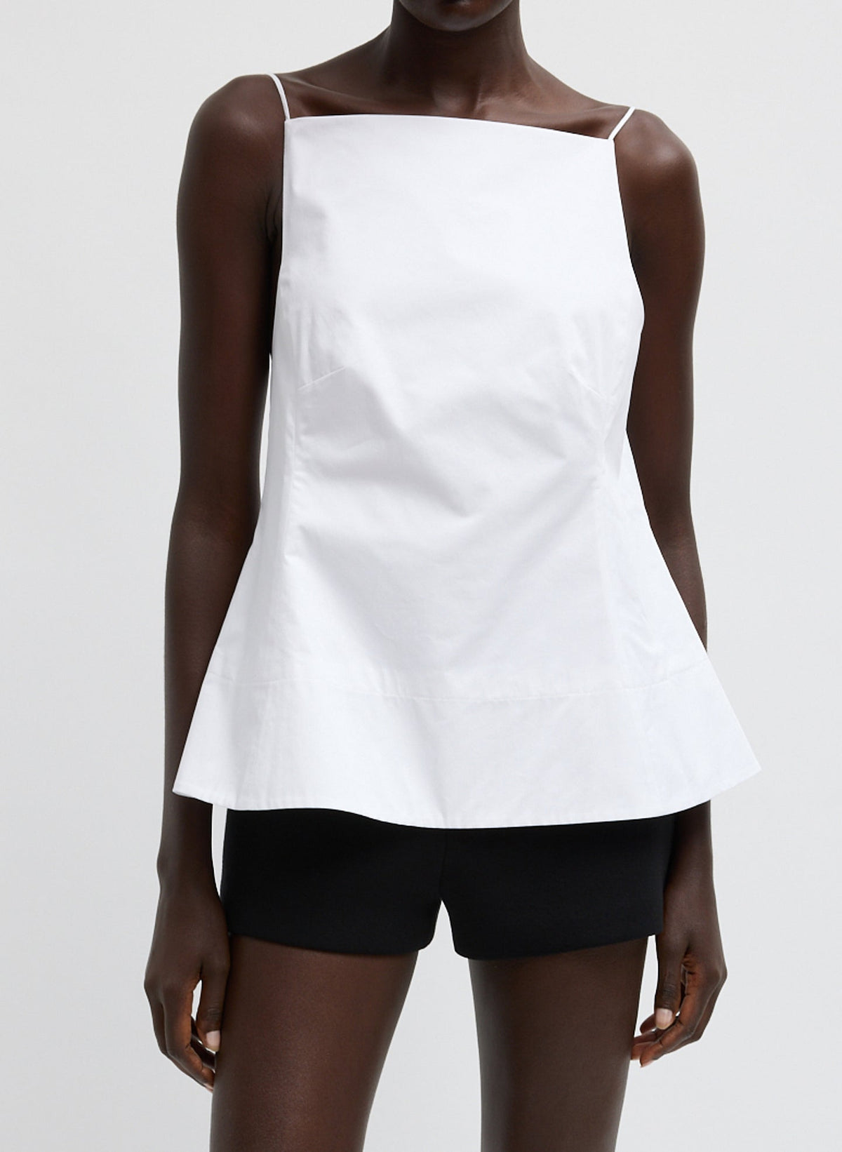 Eco Poplin Strappy Open Back Top White - Tibi