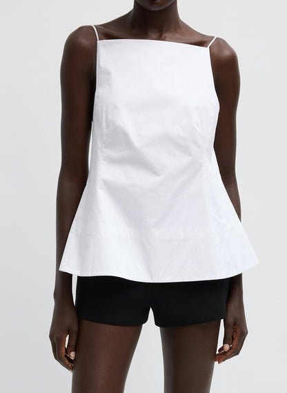 Eco Poplin Strappy Open Back Top White - Tibi