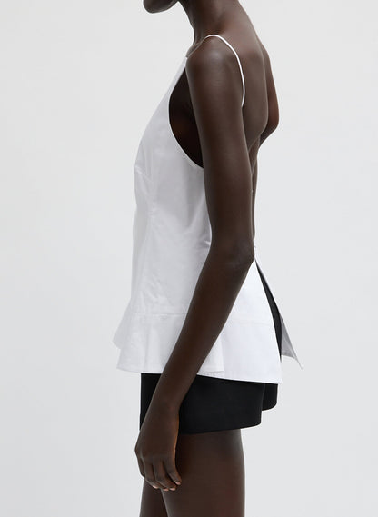 Eco Poplin Strappy Open Back Top White - Tibi