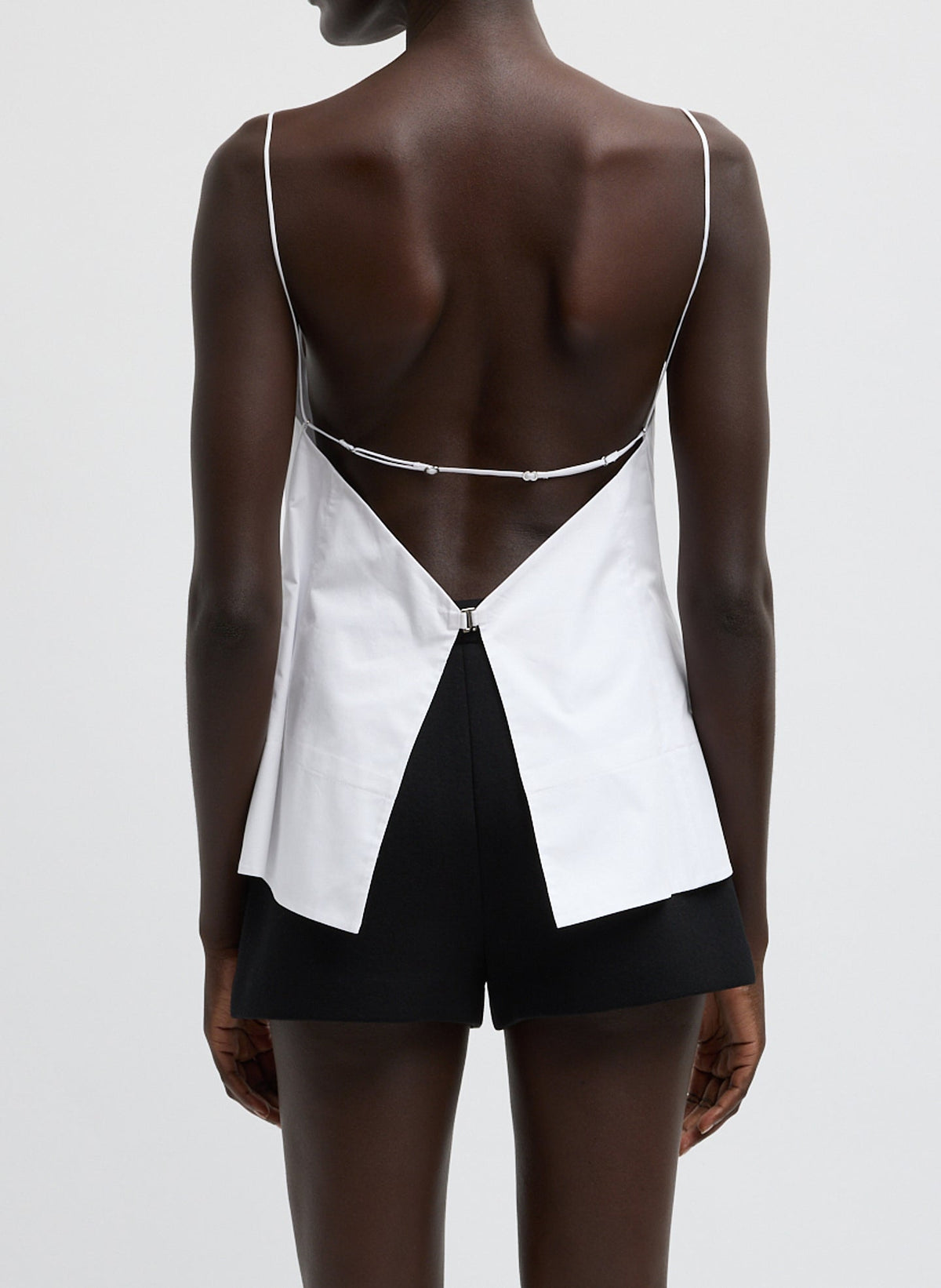 Eco Poplin Strappy Open Back Top White - Tibi