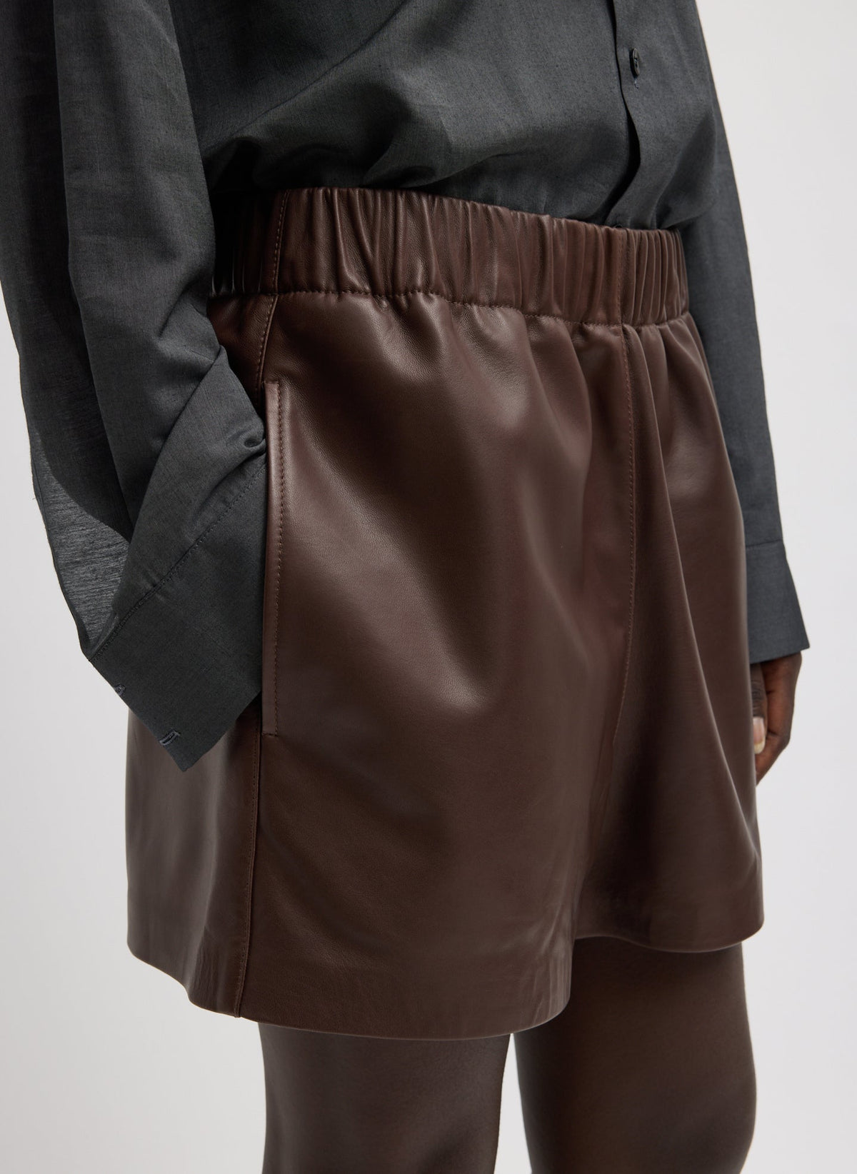 Leather Pull On Short Brown - Tibi