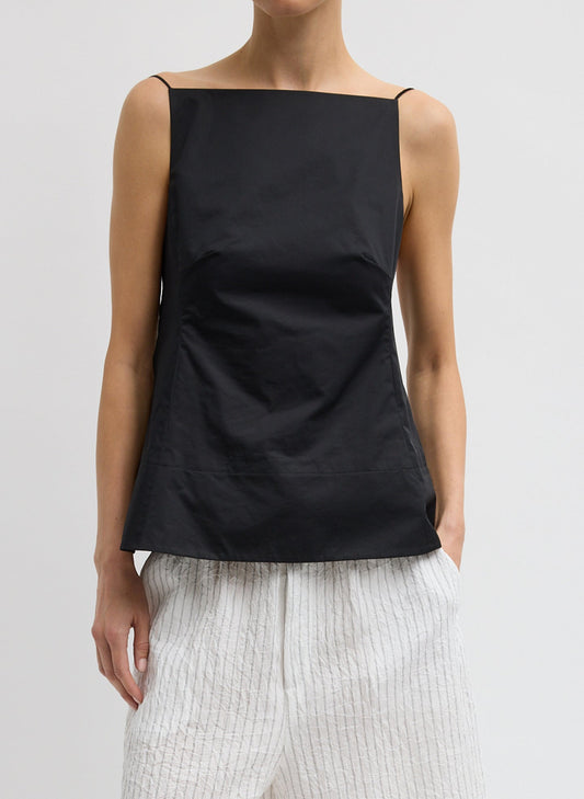 Eco Poplin Strappy Open Back Top Black - Tibi