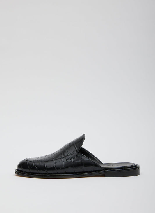 Herbert Slide Crocodile Embossed Black - Tibi