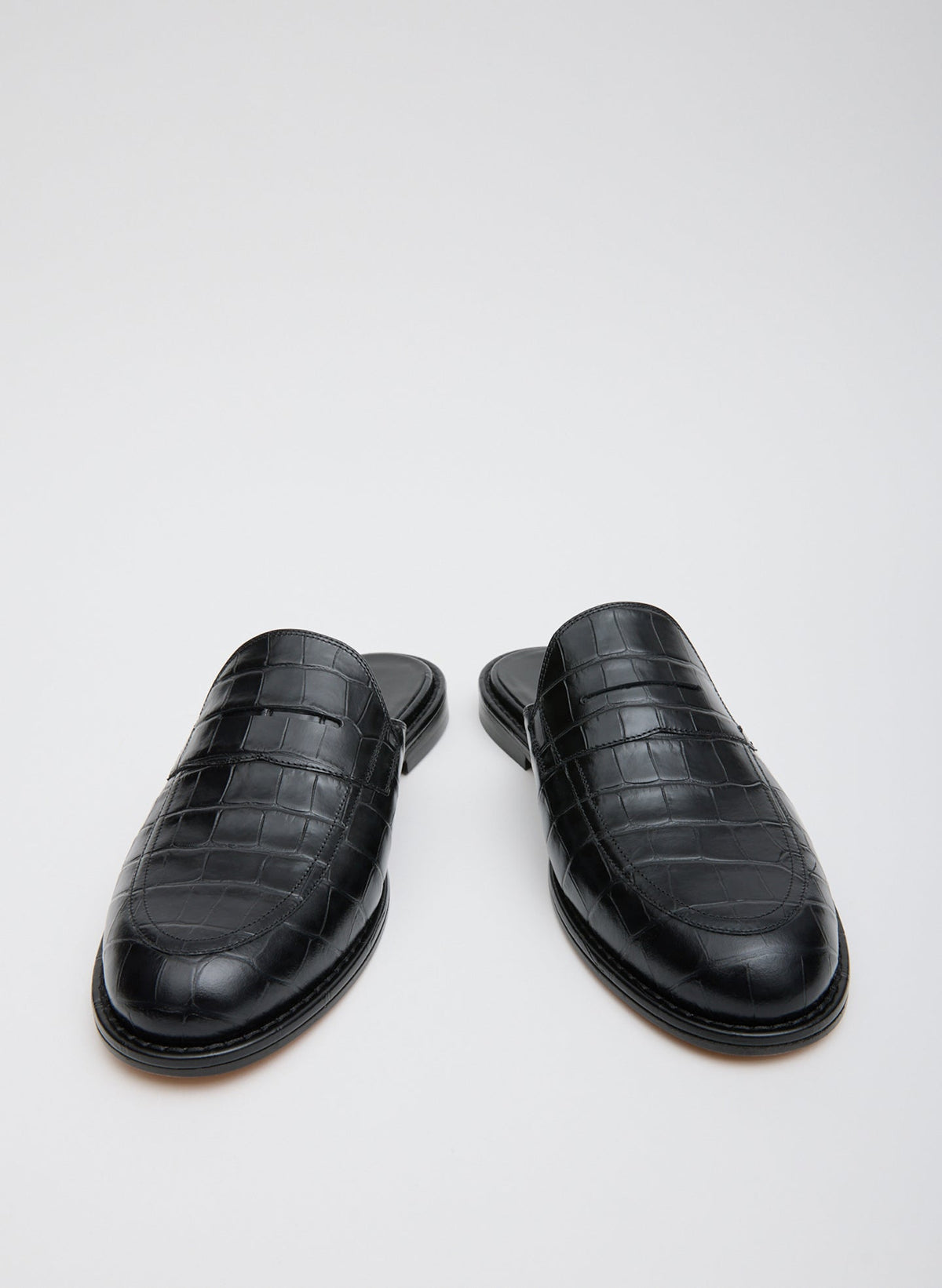 Herbert Slide Crocodile Embossed Black - Tibi