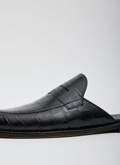 Herbert Slide Crocodile Embossed Black - Tibi
