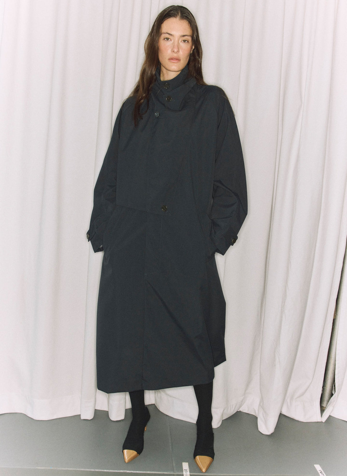 Double Collar Frank Trench Navy - Tibi