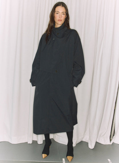 Double Collar Frank Trench Navy - Tibi