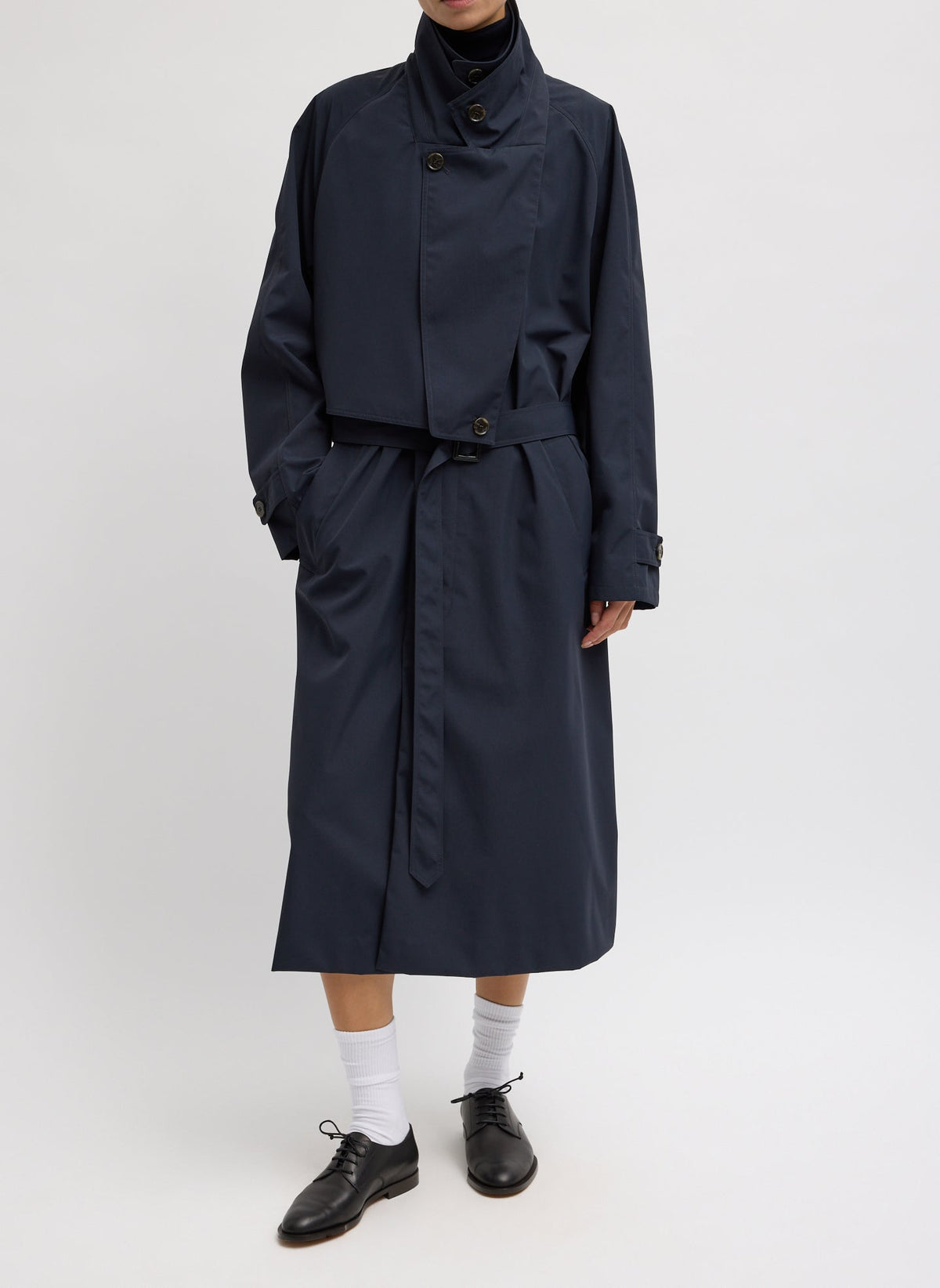 Double Collar Frank Trench Navy - Tibi