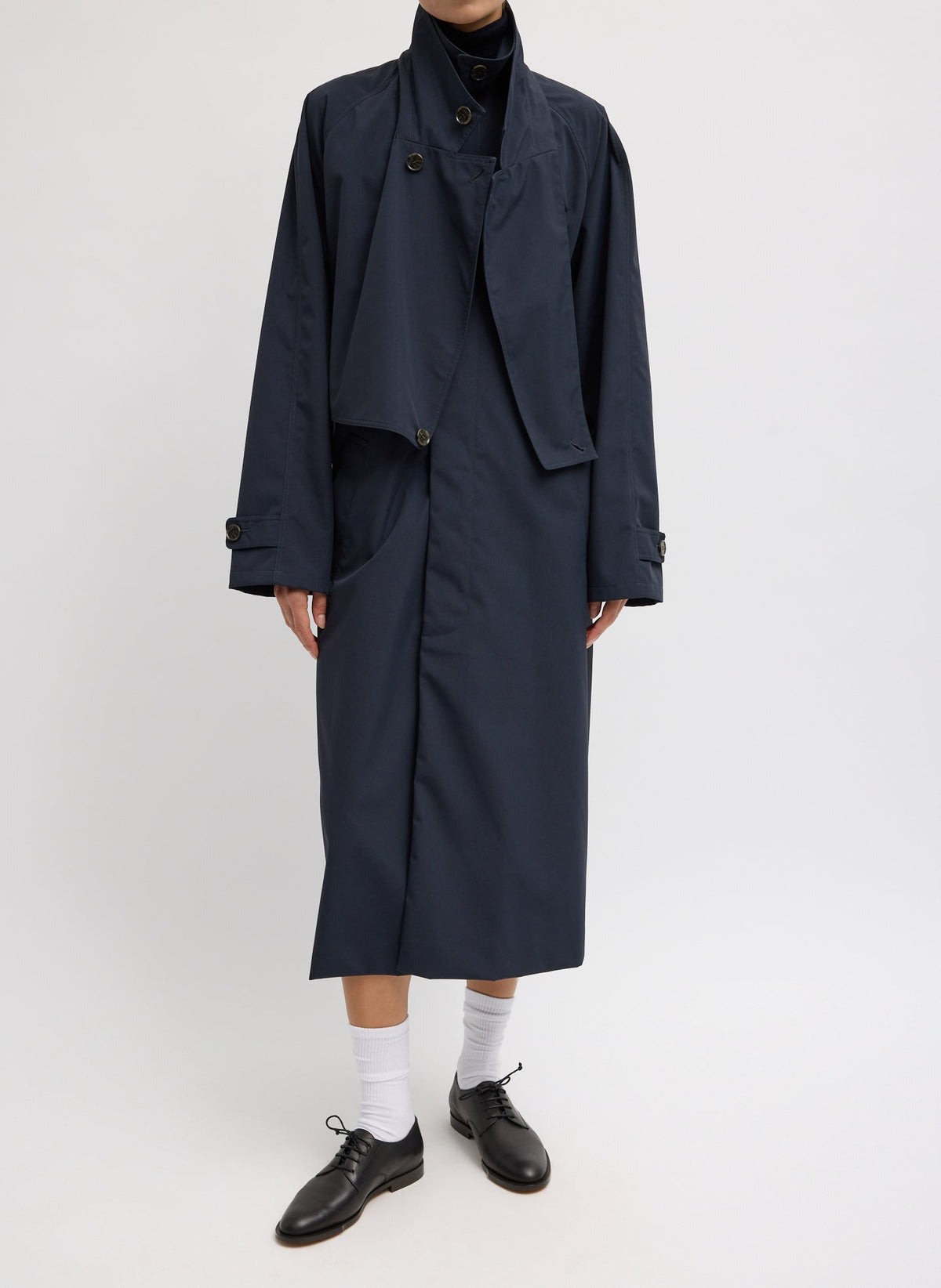 Double Collar Frank Trench Navy - Tibi