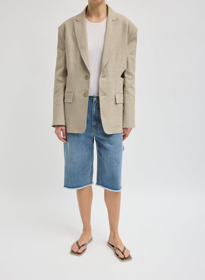 Stretch Linen Viscose Side Cut Blazer Sandstone - Tibi
