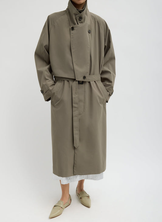 Double Collar Frank Trench Dark Hazelnut - Tibi