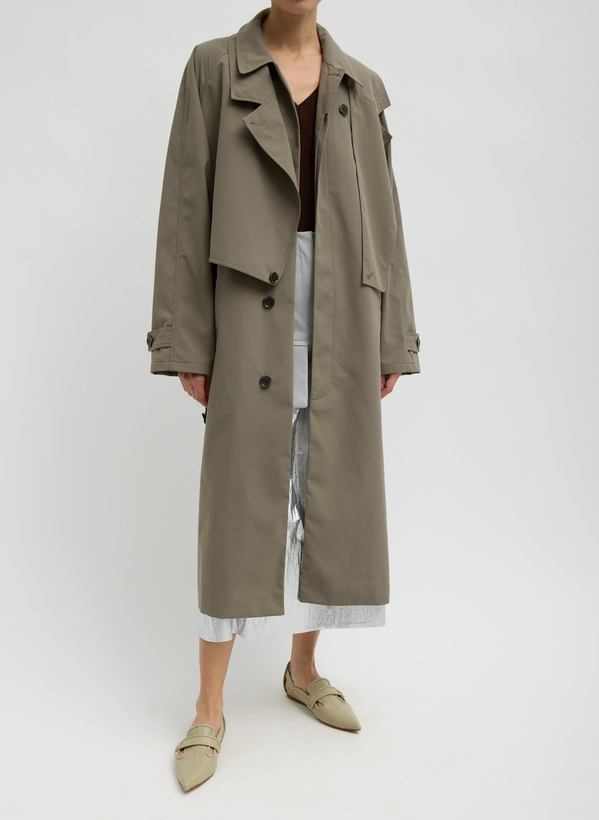 Double Collar Frank Trench Dark Hazelnut - Tibi
