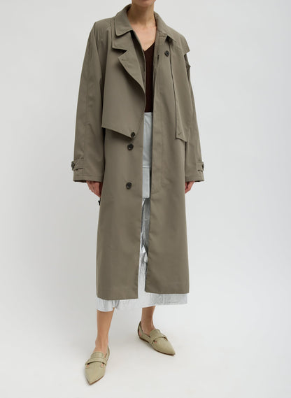Double Collar Frank Trench Dark Hazelnut - Tibi