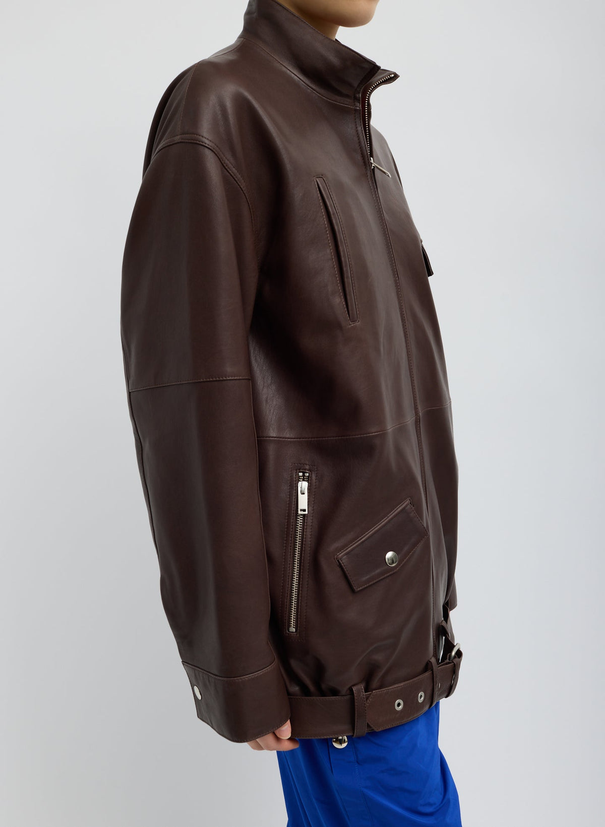 Leather Moto Bomber Brown - Tibi