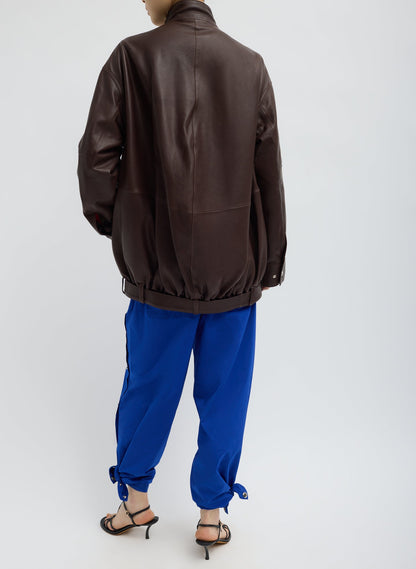 Leather Moto Bomber Brown - Tibi