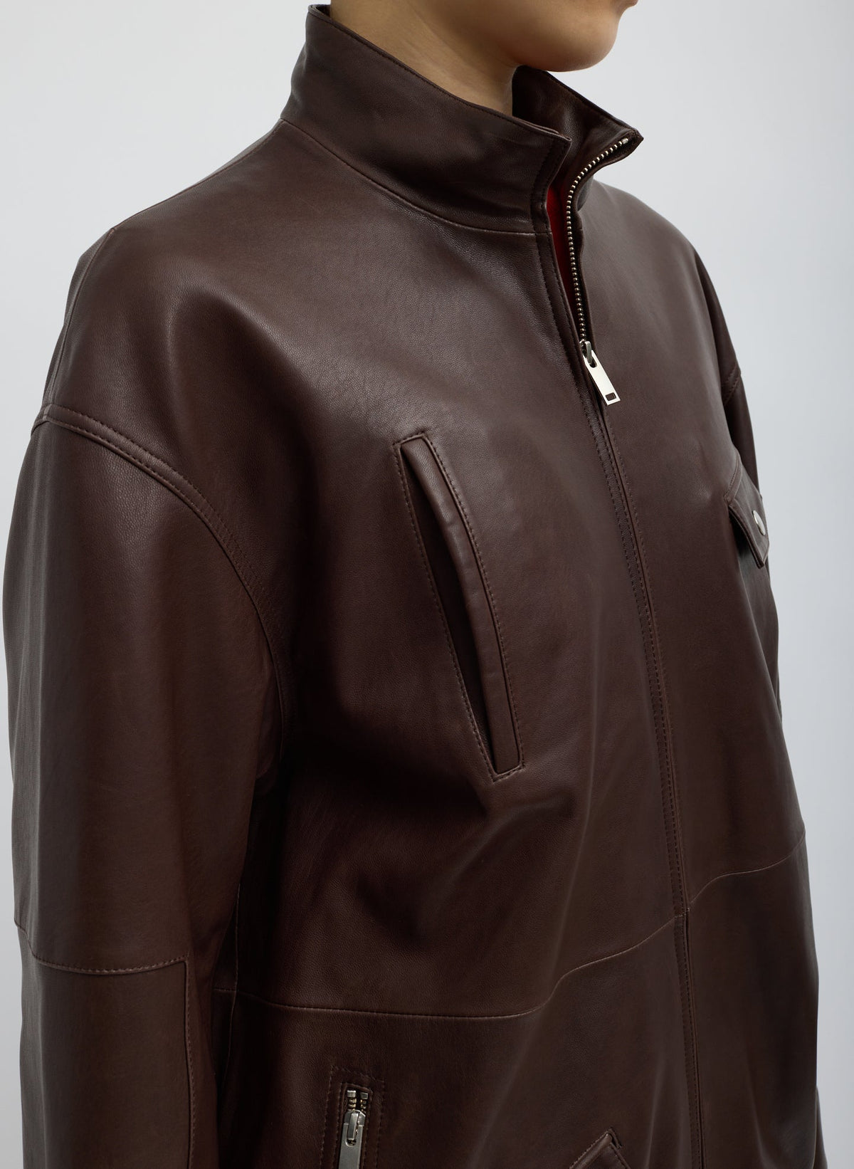 Leather Moto Bomber Brown - Tibi