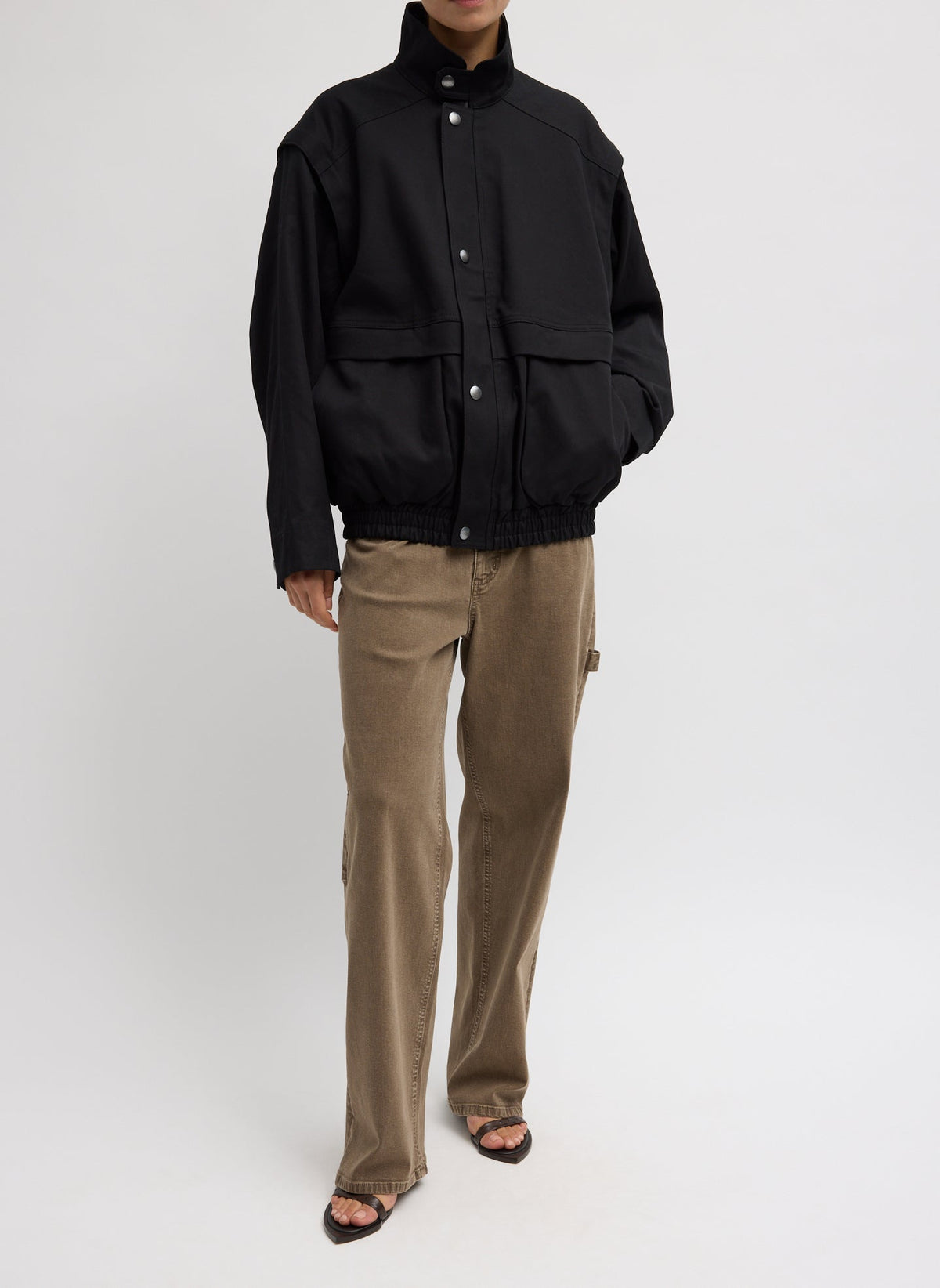 Patchwork Twill Slicker Jacket Black - Tibi