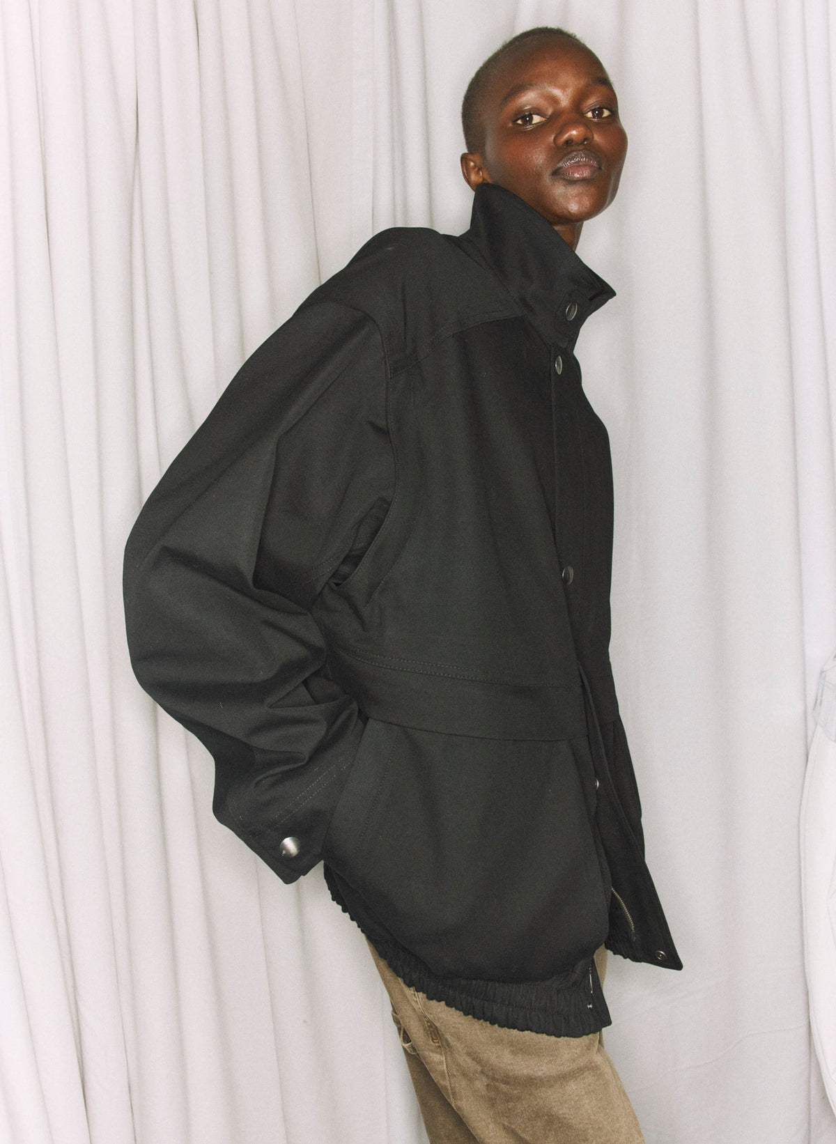 Patchwork Twill Slicker Jacket Black - Tibi