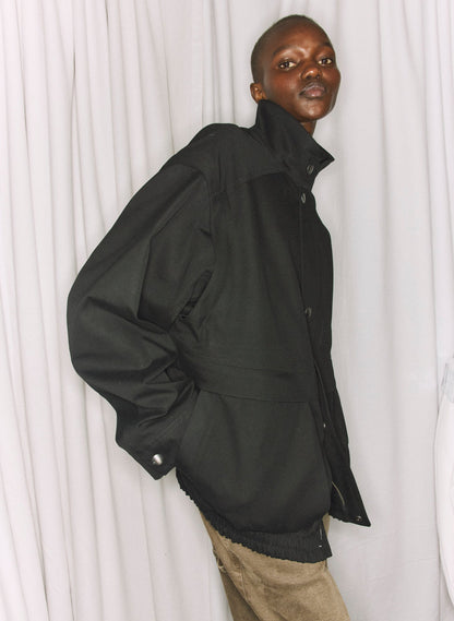 Patchwork Twill Slicker Jacket Black - Tibi