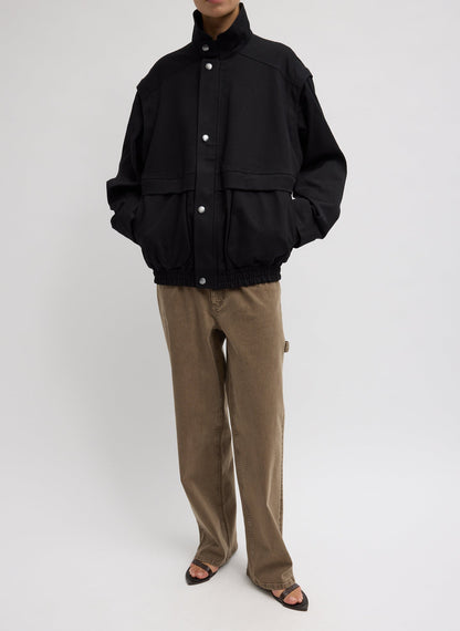 Patchwork Twill Slicker Jacket Black - Tibi