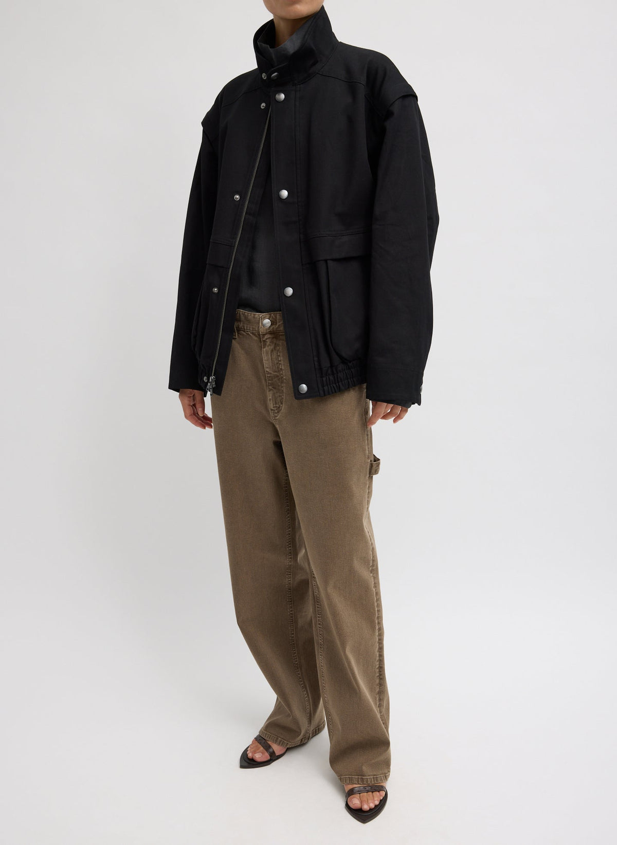 Patchwork Twill Slicker Jacket Black - Tibi