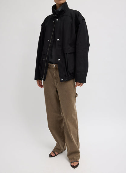 Patchwork Twill Slicker Jacket Black - Tibi