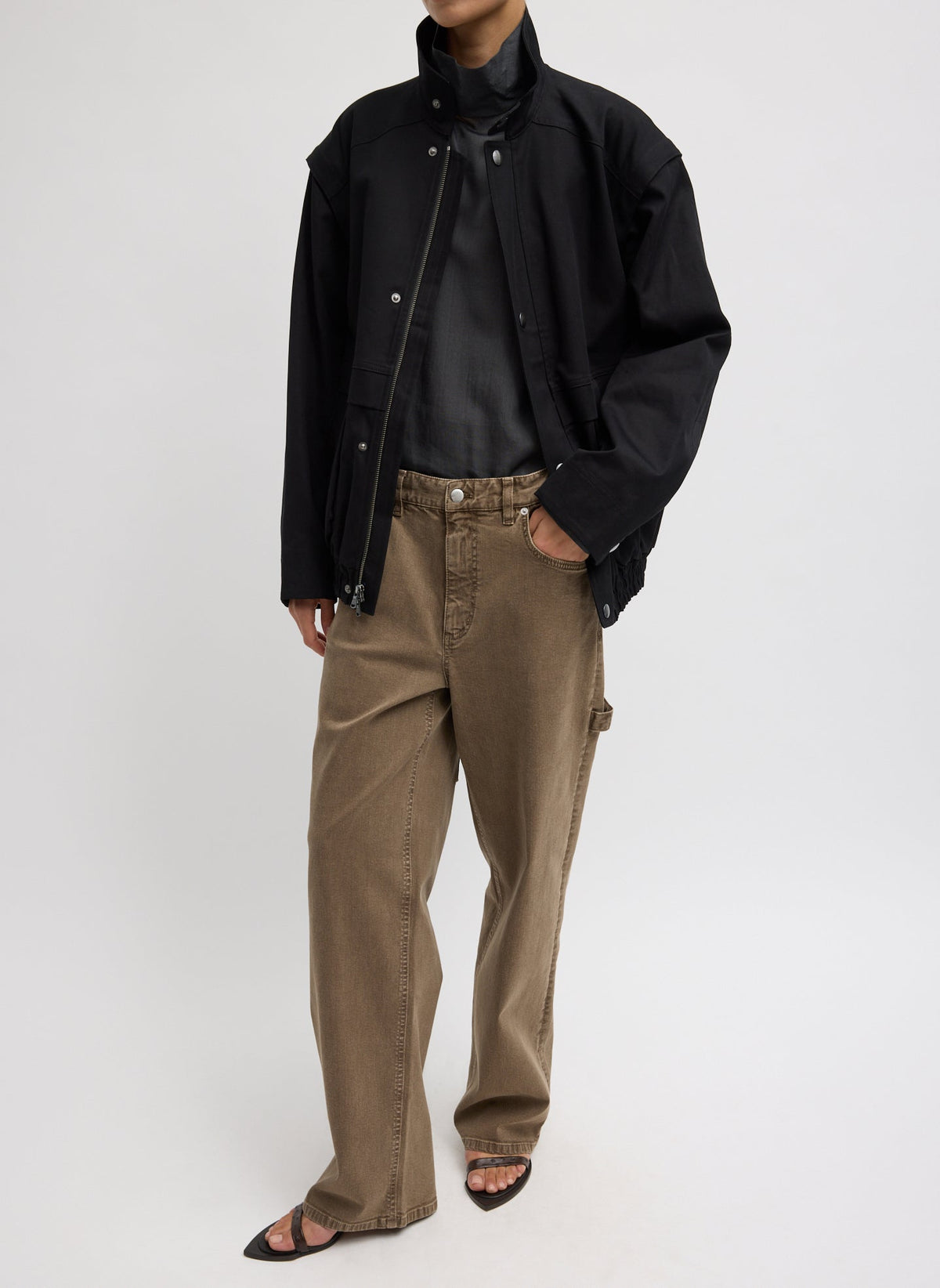 Patchwork Twill Slicker Jacket Black - Tibi